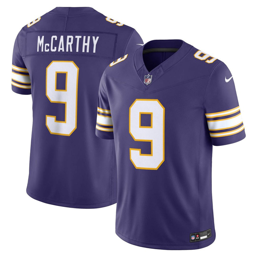 J.J. McCarthy Minnesota Vikings Alternate Classic Vapor F.U.S.E. Stitched Limited Jersey - Purple