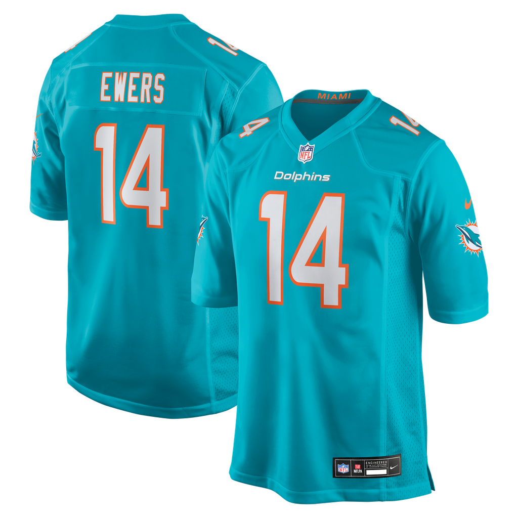 Quinn Ewers Miami Dolphins Game Jersey - Aqua