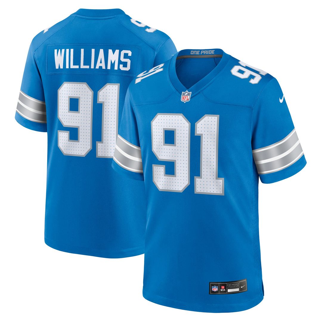 Tyleik Williams Detroit Lions Game Jersey - Blue