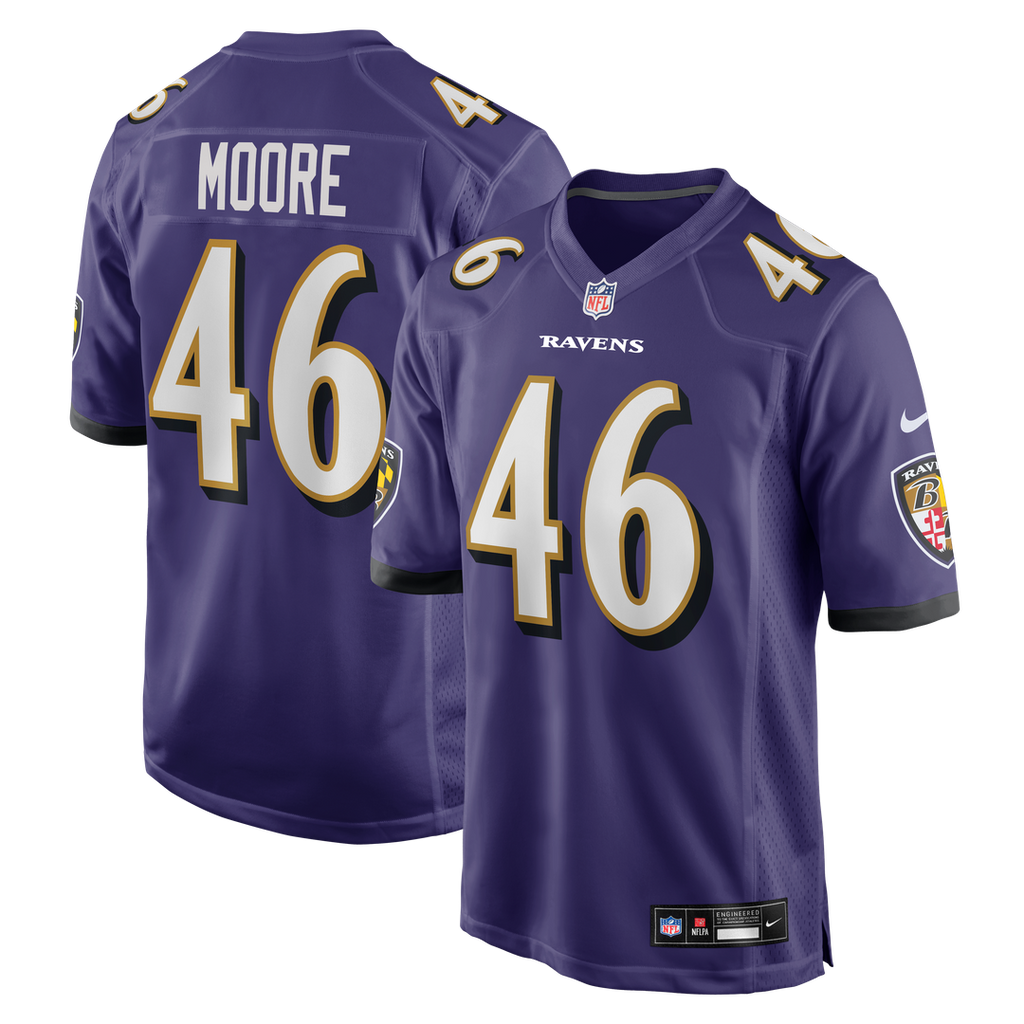 Nick Moore Baltimore Ravens Game Jersey - Purple