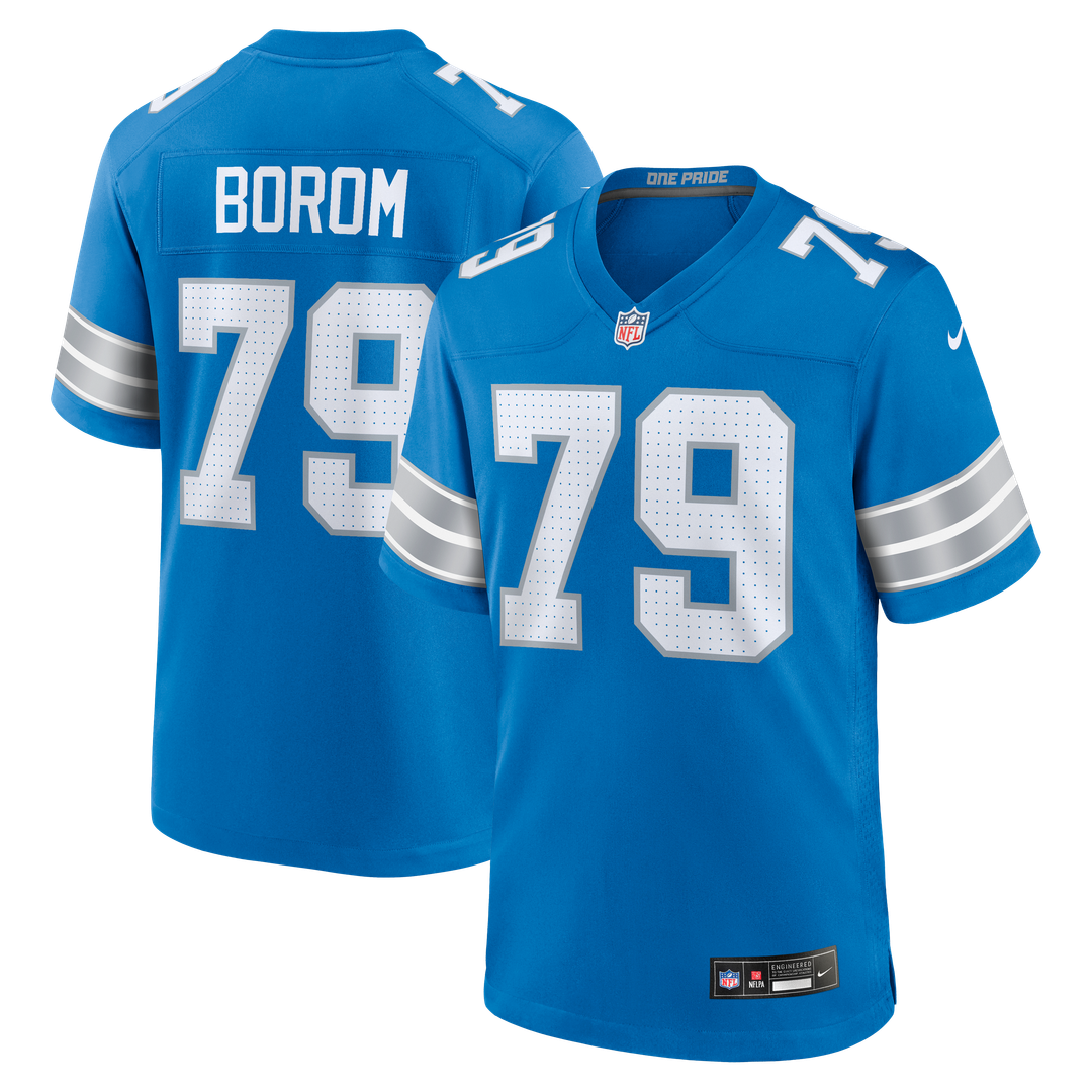 Larry Borom Detroit Lions Game Jersey - Blue