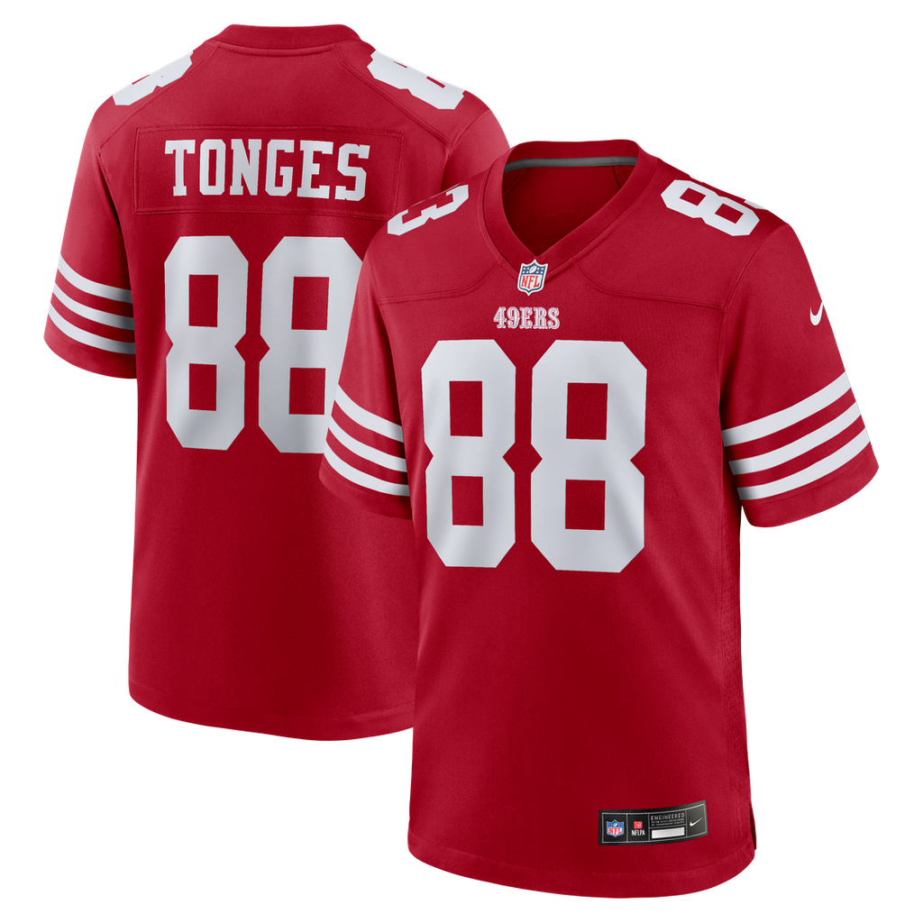 Jake Tonges San Francisco 49ers Game Jersey - Scarlet