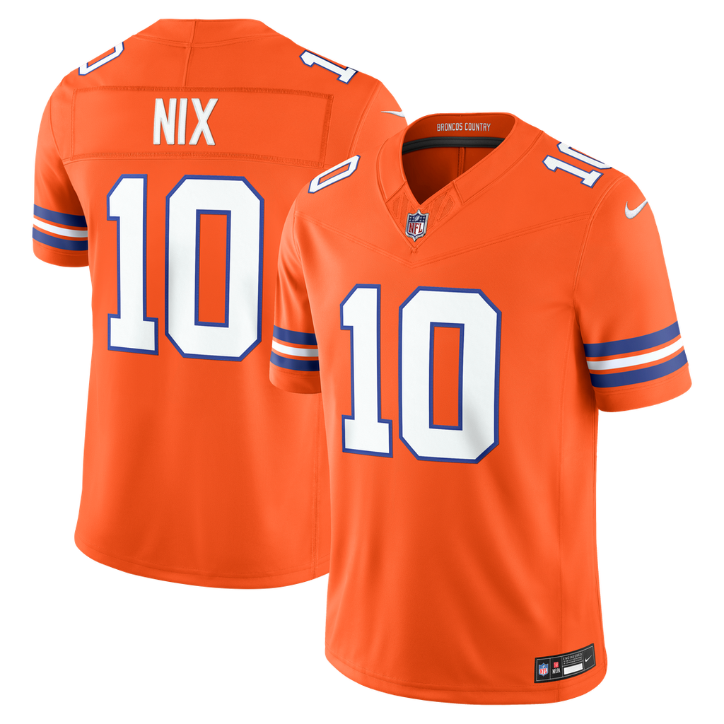 Bo Nix Denver Broncos Alternate Mile High Collection 1977 Throwback Vapor F.U.S.E. Stitched Limited Jersey - Orange
