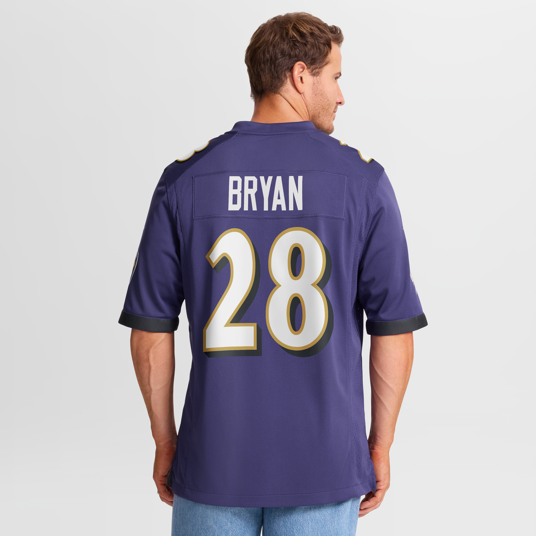 Taven Bryan Baltimore Ravens Game Jersey - Purple