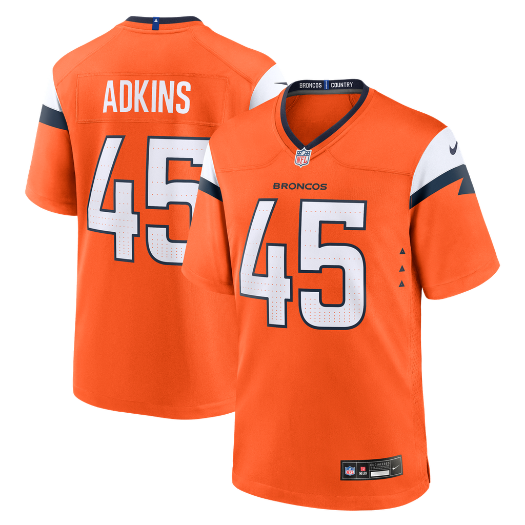 Nate Adkins Denver Broncos Game Jersey - Orange