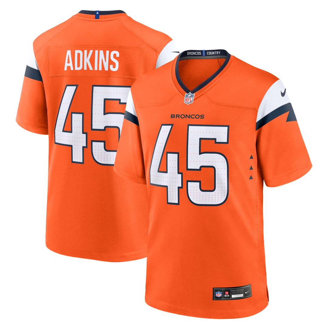 Nate Adkins Denver Broncos Game Jersey - Orange