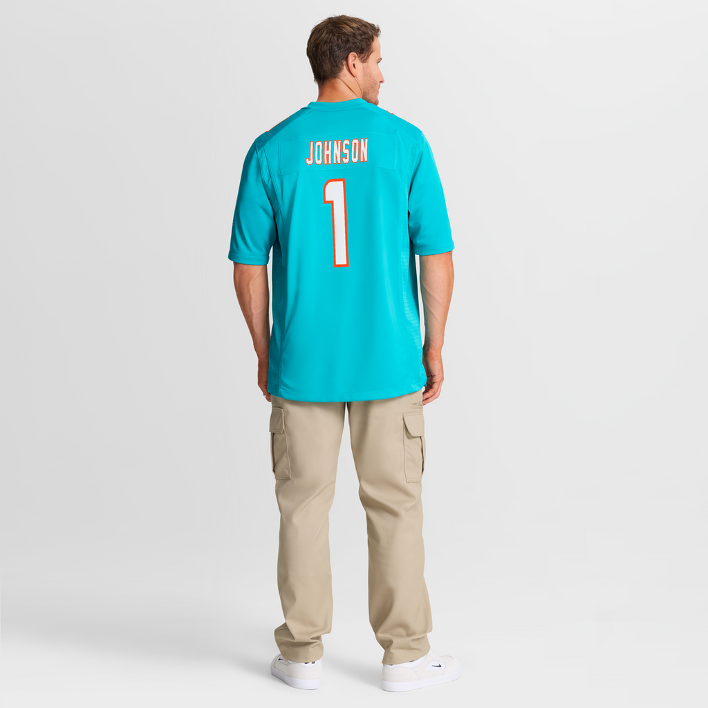 Chris Johnson Miami Dolphins Game Jersey - Aqua