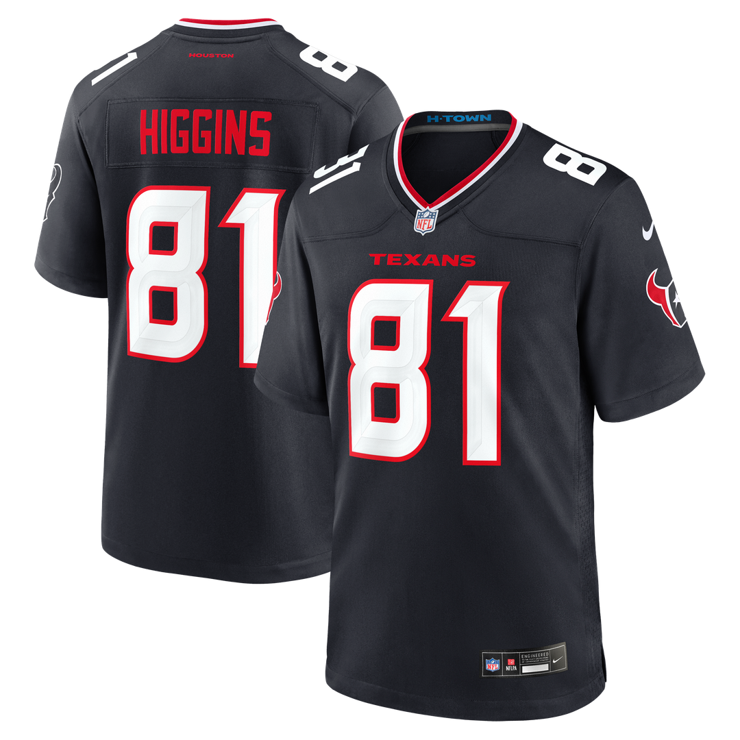 Jayden Higgins Houston Texans Game Jersey - Navy