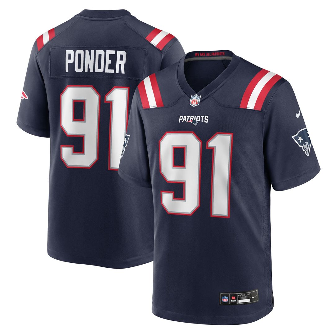 Elijah Ponder New England Patriots Game Jersey - Navy