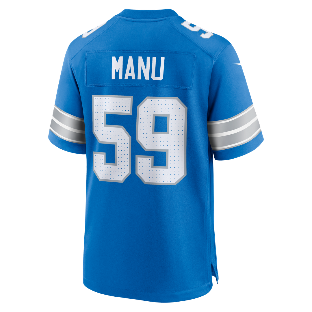 Giovanni Manu Detroit Lions Game Jersey - Blue