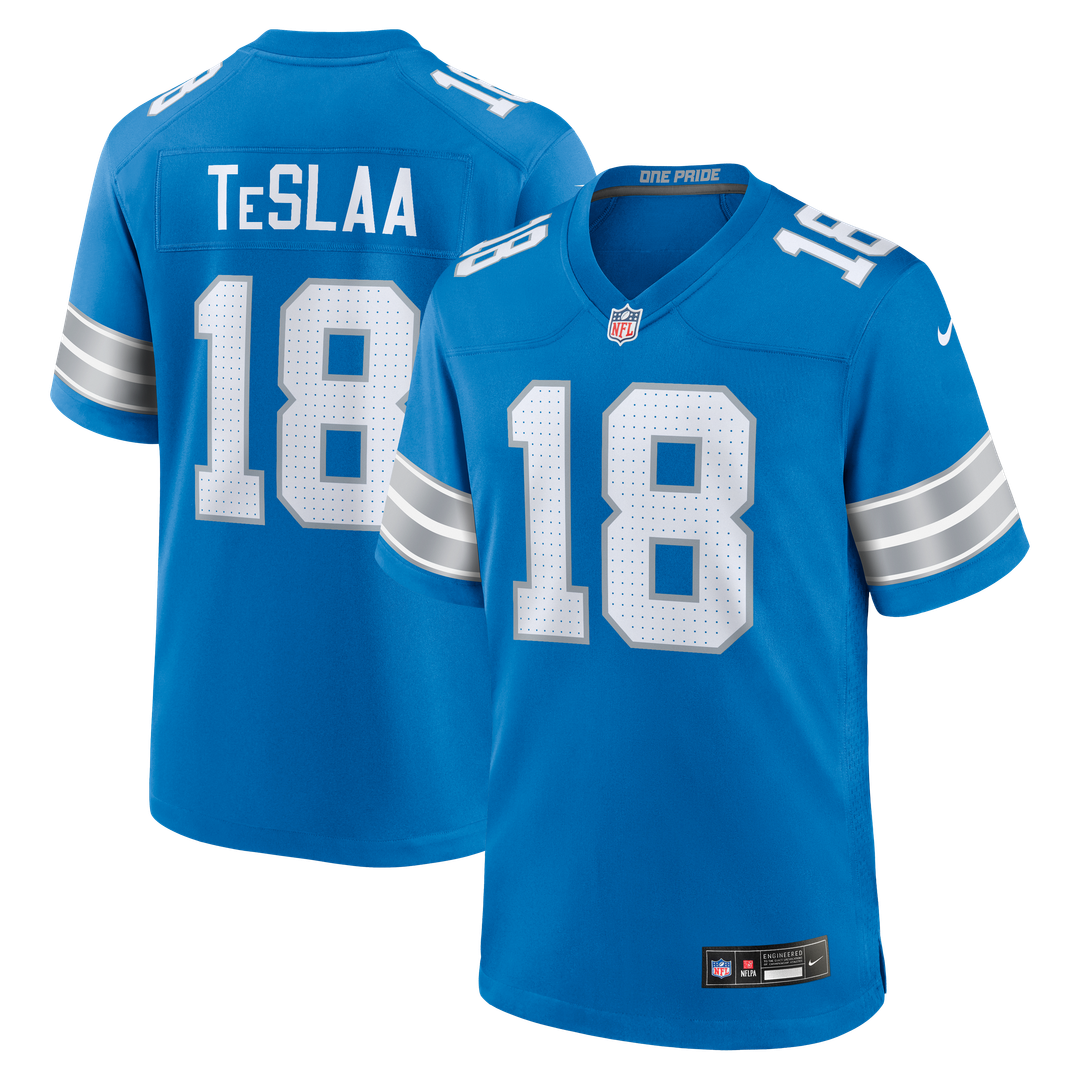 Isaac TeSlaa Detroit Lions Game Jersey - Blue