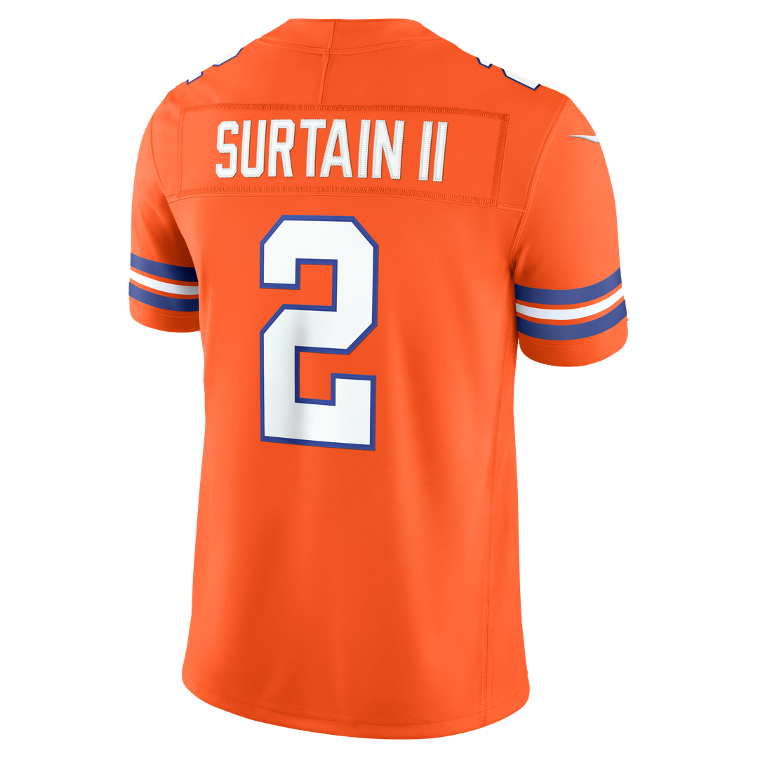 Pat Surtain II Denver Broncos Alternate Mile High Collection 1977 Throwback Vapor F.U.S.E. Stitched Limited Jersey - Orange