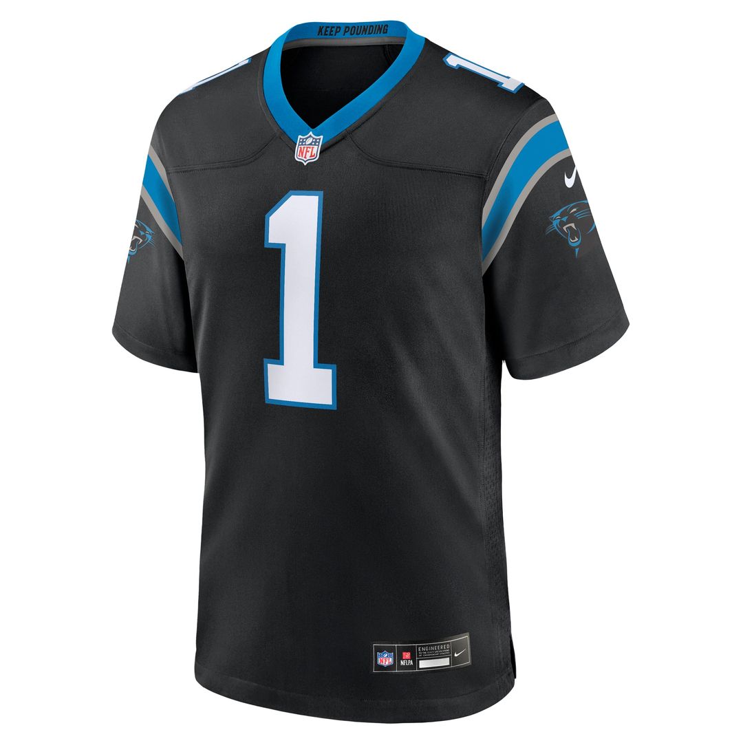 Number 1 Dad Carolina Panthers Game Jersey - Black