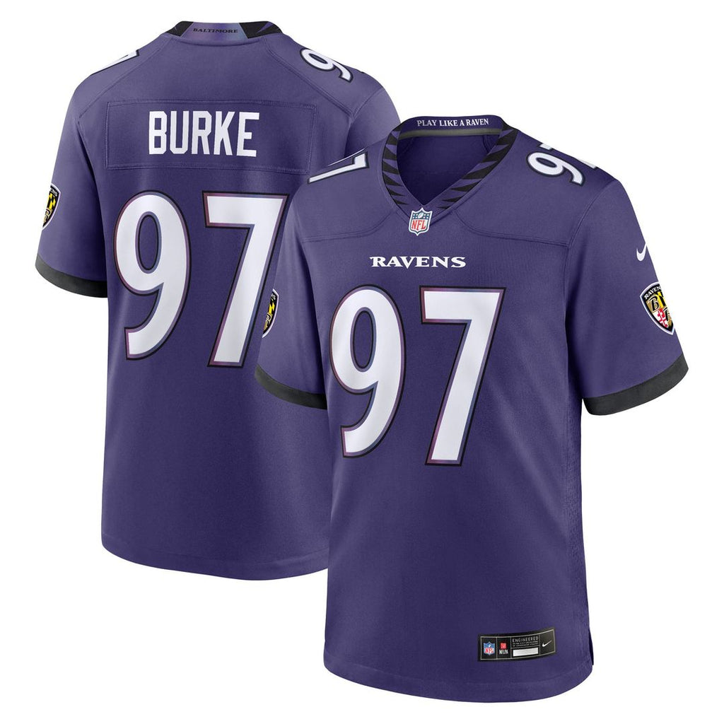 Ethan Burke Baltimore Ravens Game Jersey - Purple