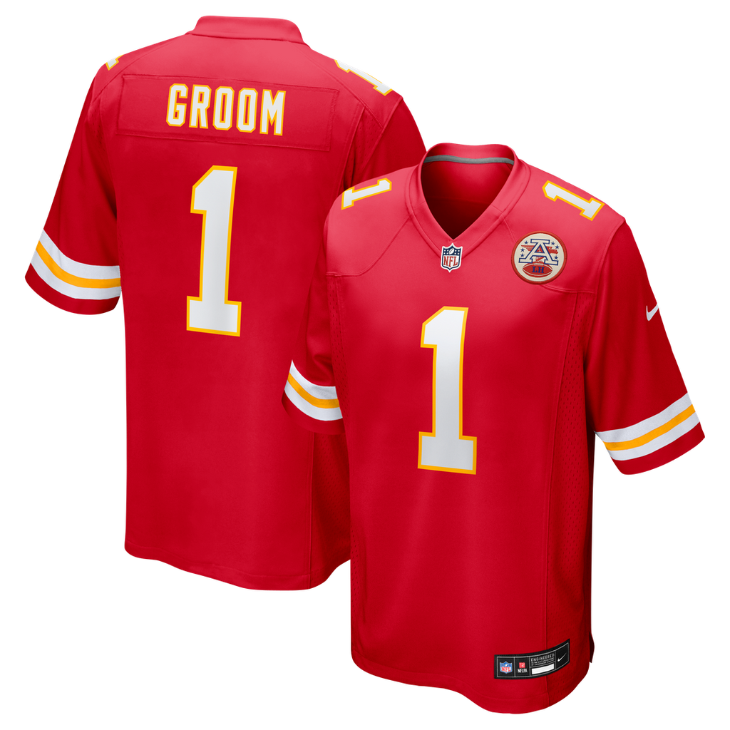 Number 1 Groom Kansas City Chiefs Game Jersey - Red