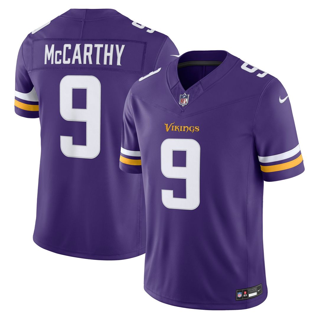 J.J. McCarthy Minnesota Vikings Vapor F.U.S.E. Stitched Limited Jersey - Purple