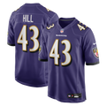 Justice Hill Baltimore Ravens Game Jersey - Purple