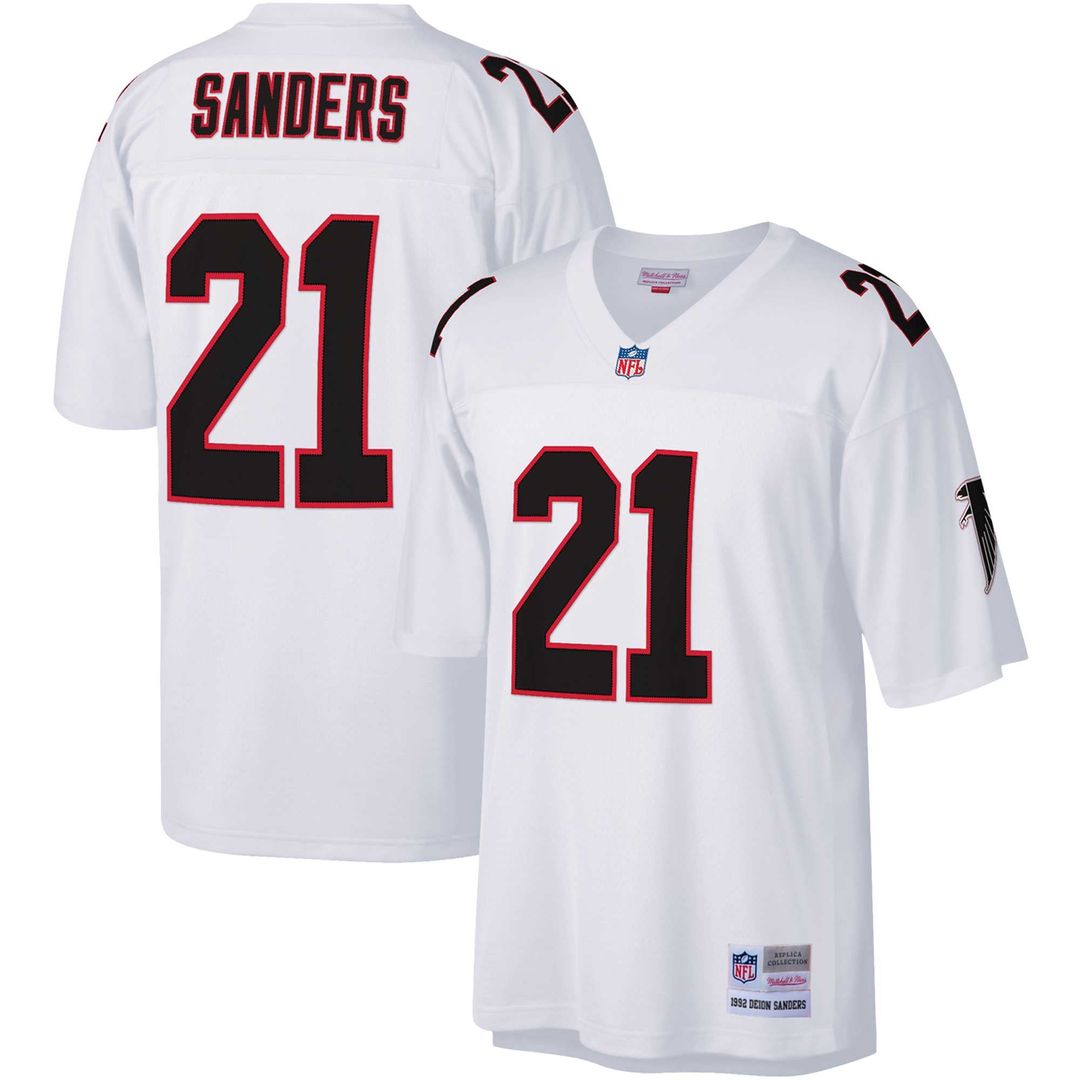 Deion Sanders Atlanta Falcons Big & Tall 1992 Replica Jersey - White