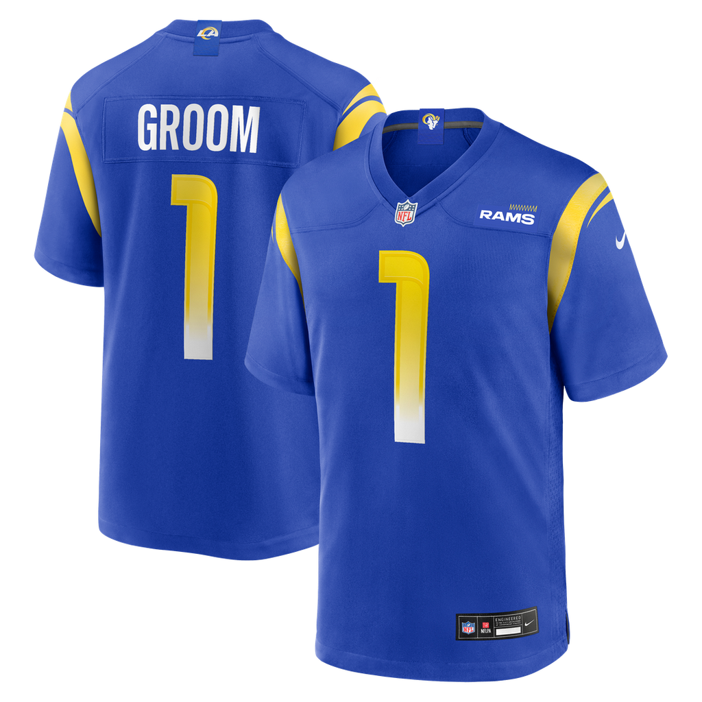 Number 1 Groom Los Angeles Rams Game Jersey - Royal Blue