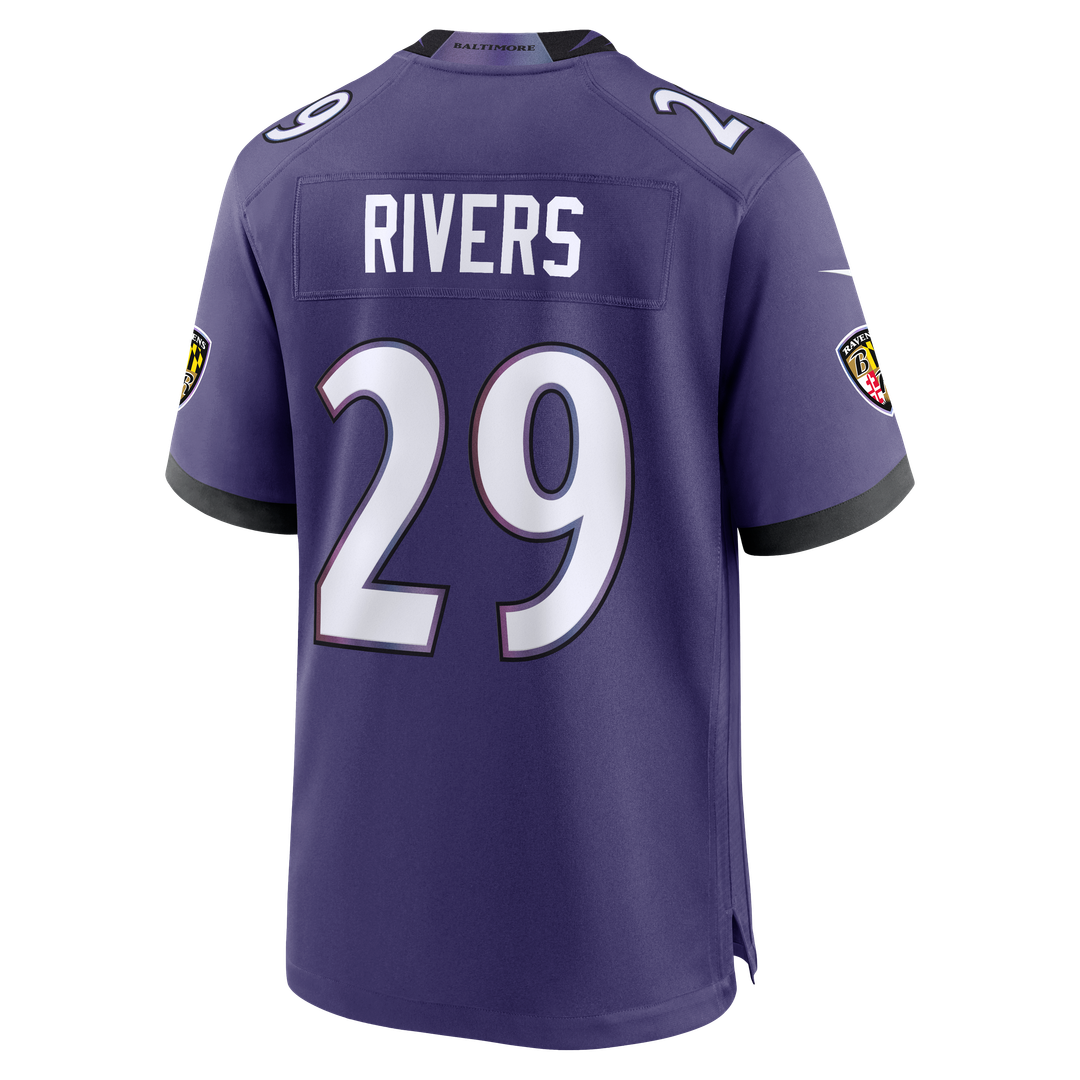 Chandler Rivers Baltimore Ravens Game Jersey - Purple